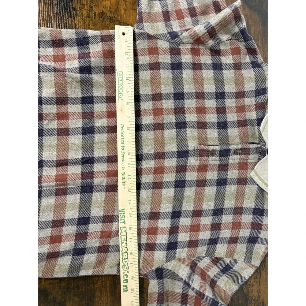 Vintage Chaps Ralph Lauren Long Sleeve Knit Polo Shirt Plaid Large Fall Colors